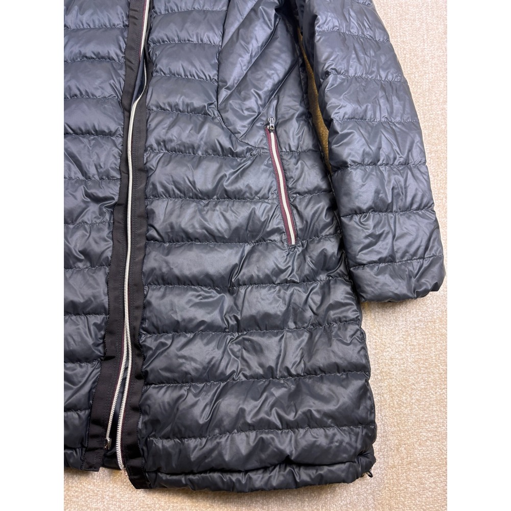Lululemon Athletica Hooded Puffer Parka Jacket Black Size 10 Broken Zipper 4504 - Picture 5 of 10